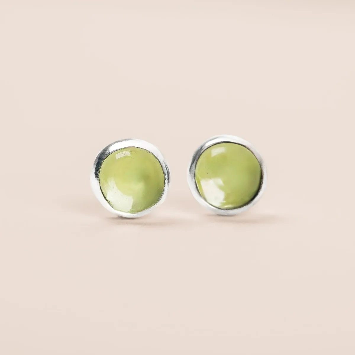 Lime Green Peridot Gemstone Stud Earrings