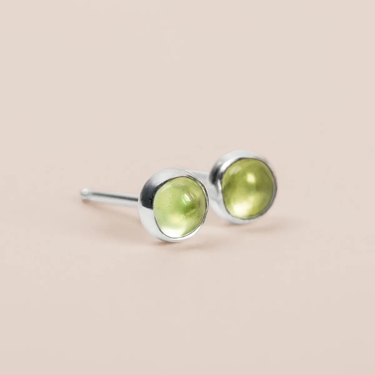 Lime Green Peridot Gemstone Stud Earrings