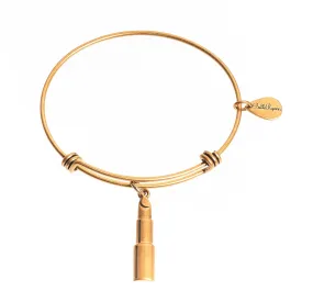 Lipstick Expandable Bangle Charm Bracelet in Gold