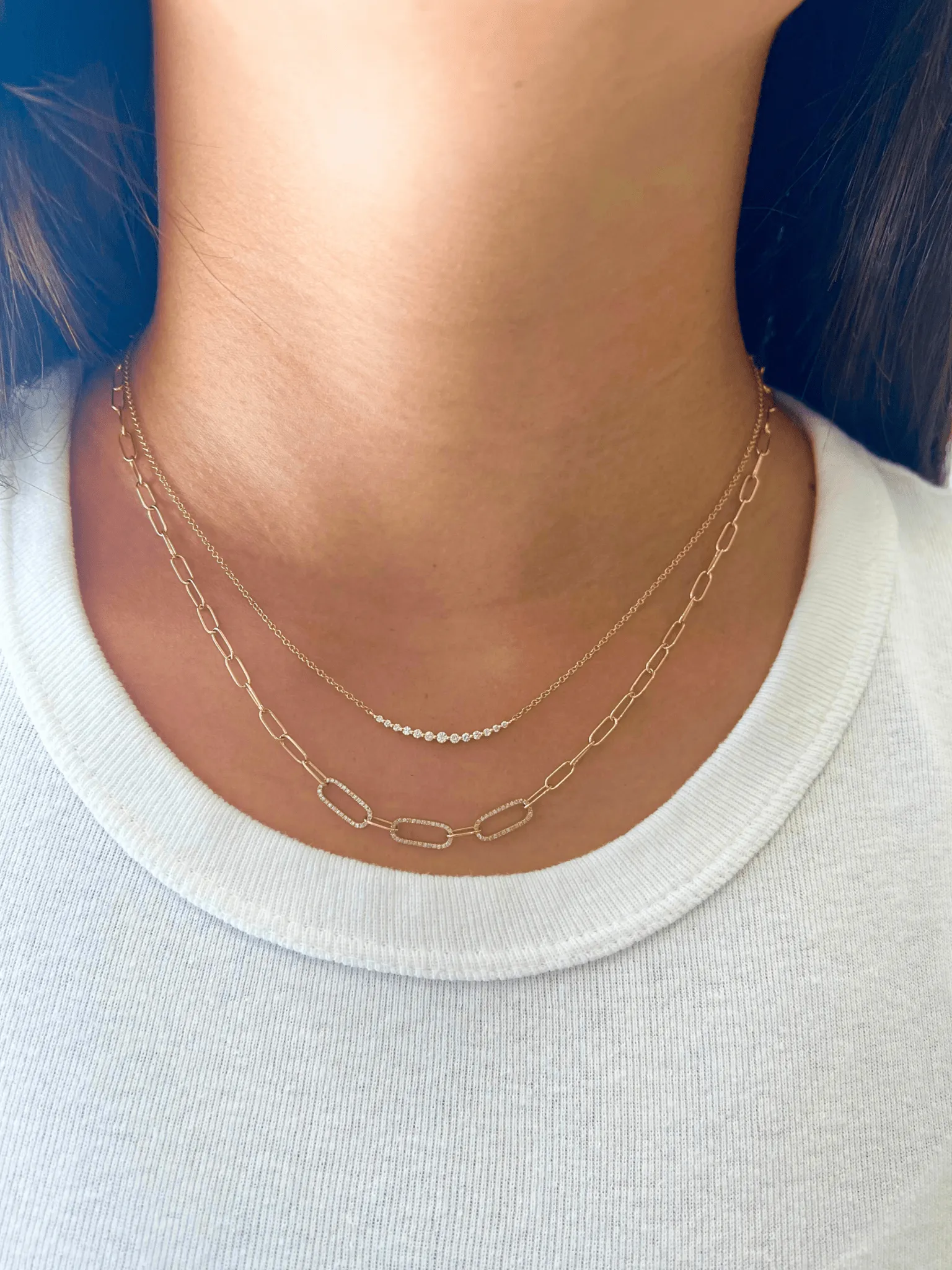 Lisa Diamond Paperclip Necklace 14K