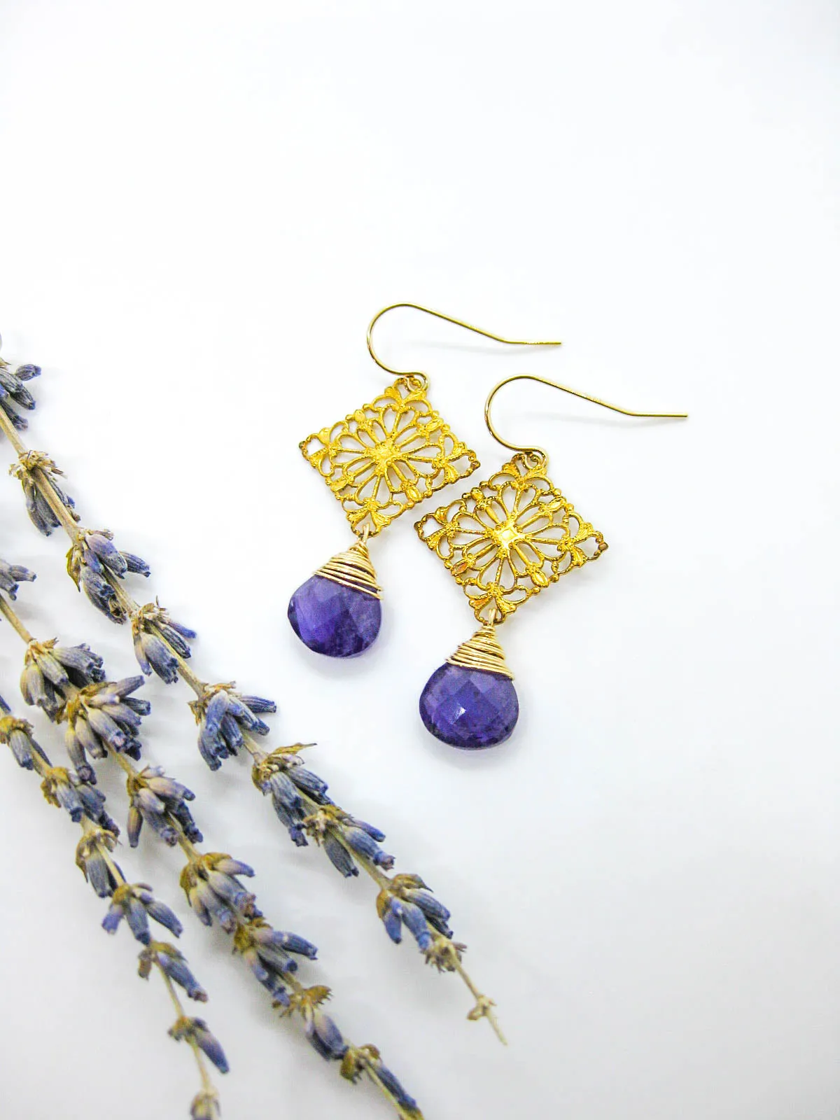 Lotus: Amethyst Earrings - e715