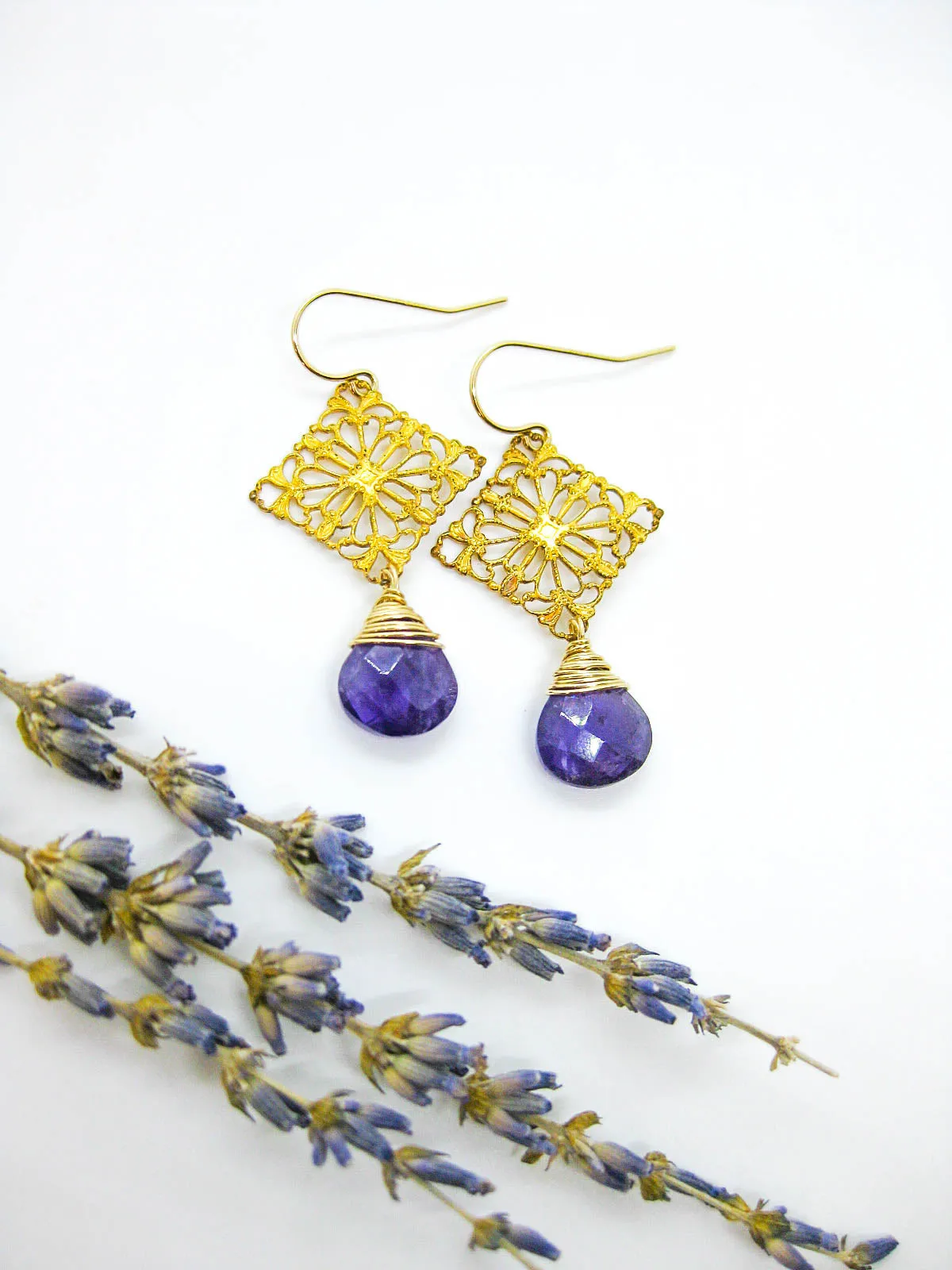 Lotus: Amethyst Earrings - e715