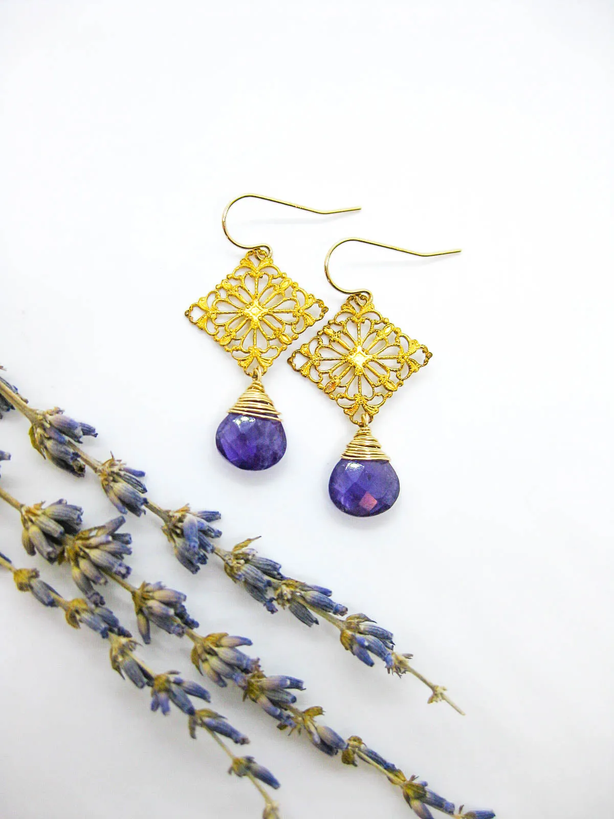 Lotus: Amethyst Earrings - e715