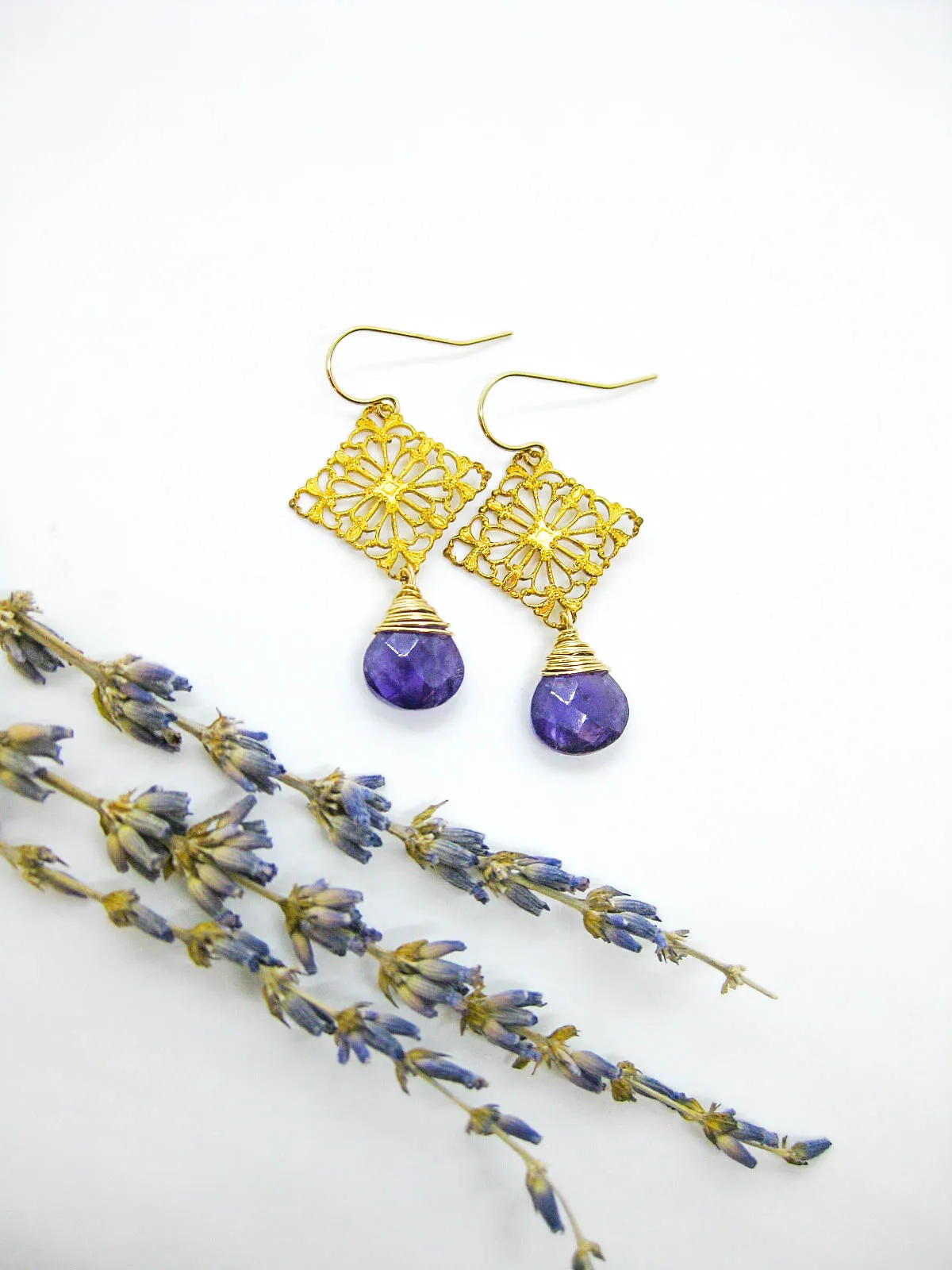 Lotus: Amethyst Earrings - e715