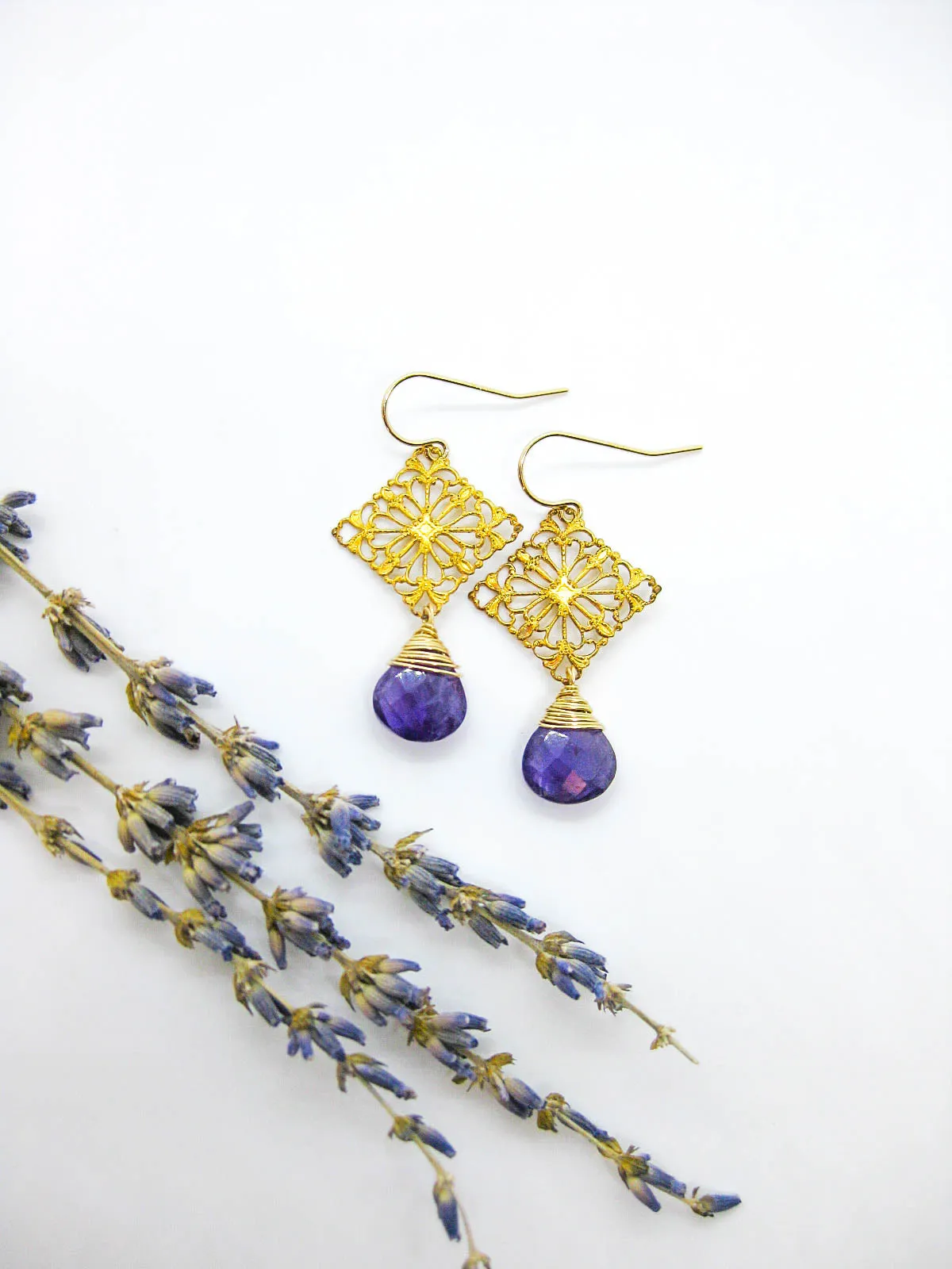 Lotus: Amethyst Earrings - e715