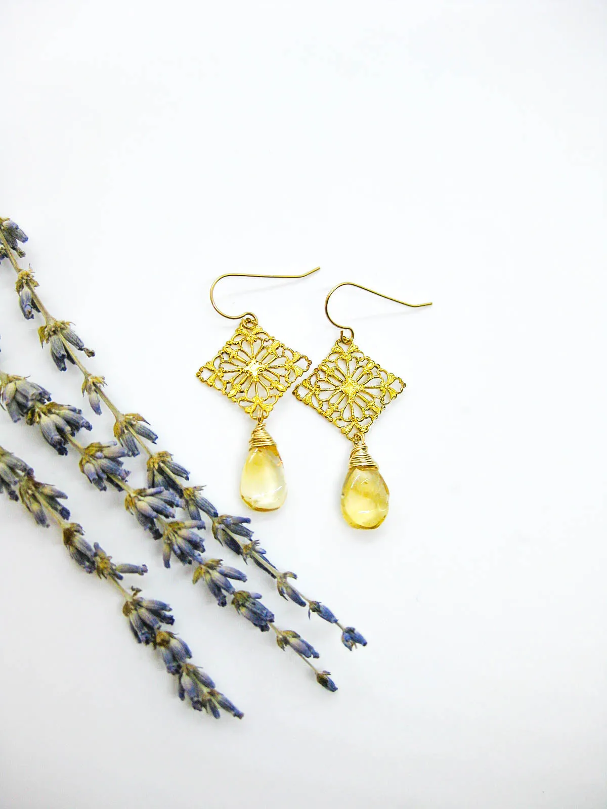 Lotus: Citrine Earrings - e646