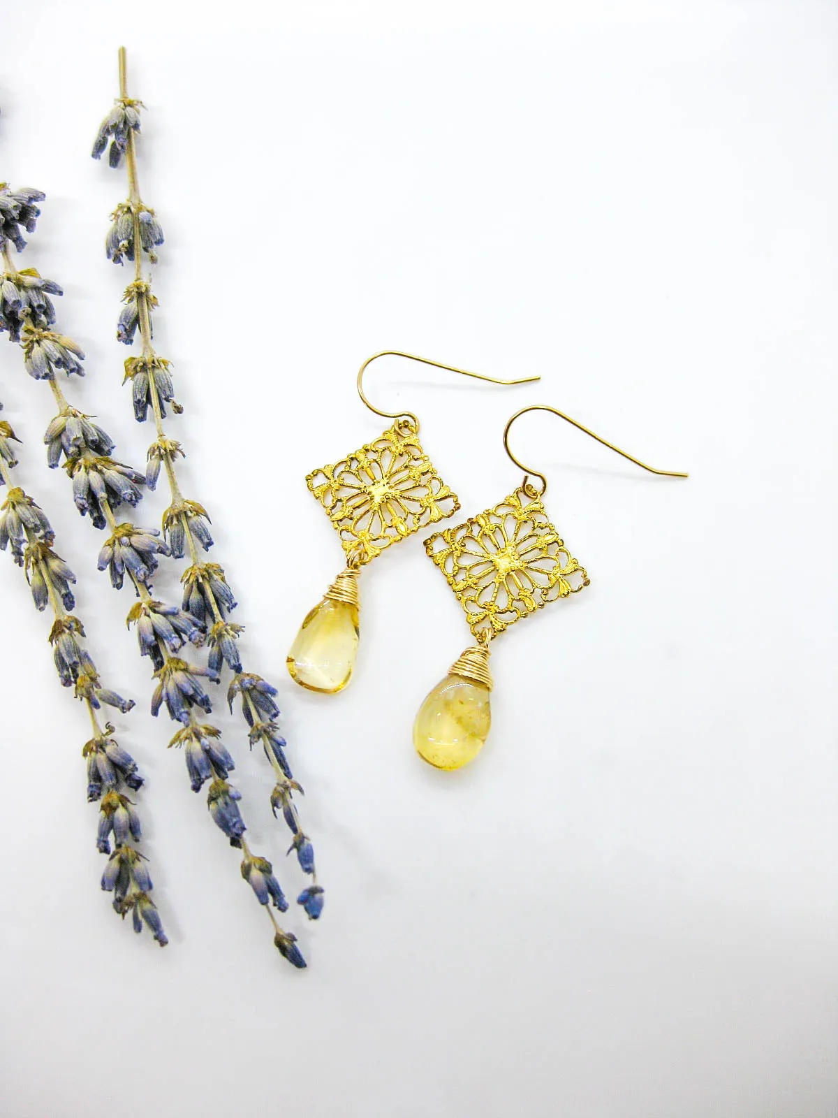 Lotus: Citrine Earrings - e646