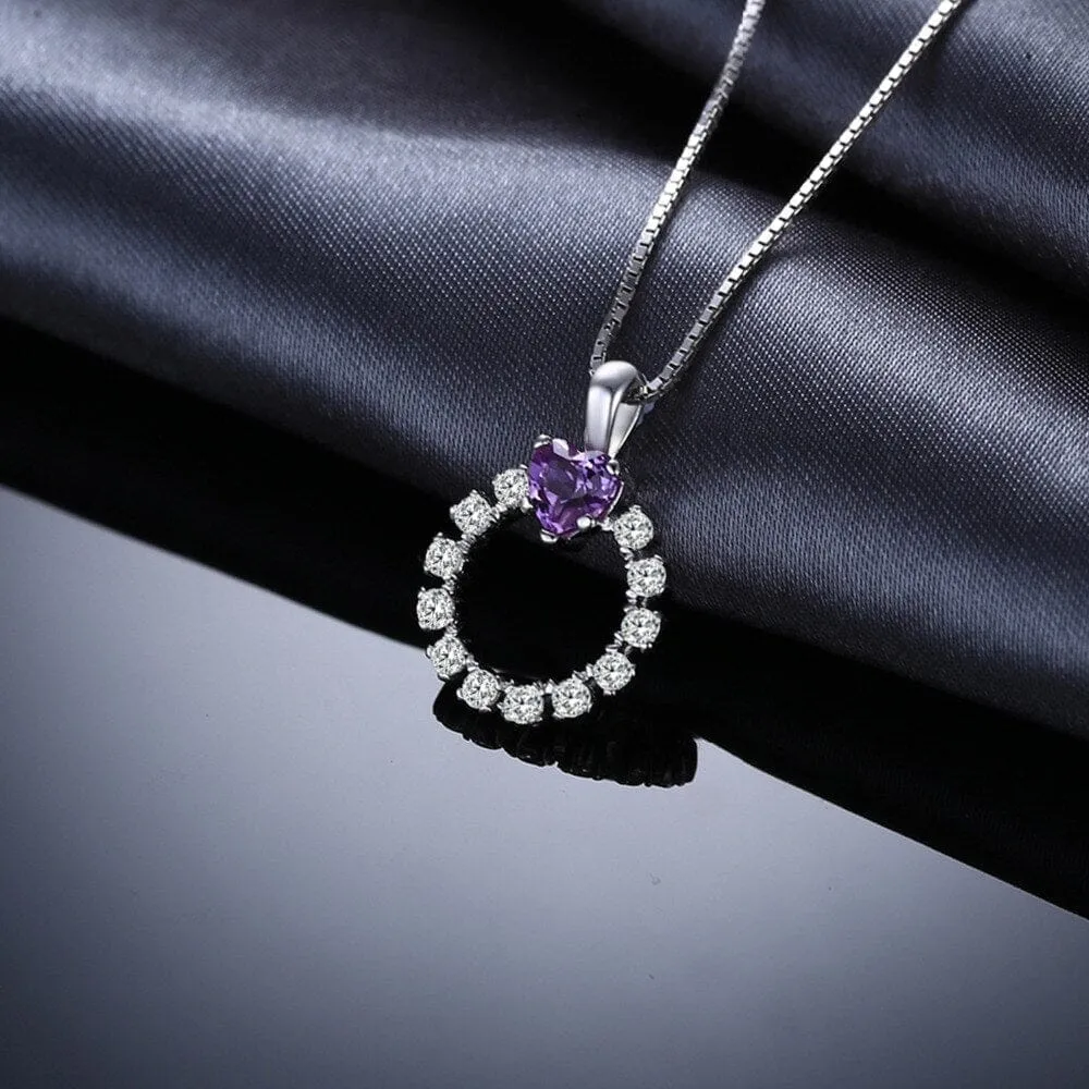 Love Heart Created Alexandrite Sapphire Silver Pendant ( Jewelry No Chain )