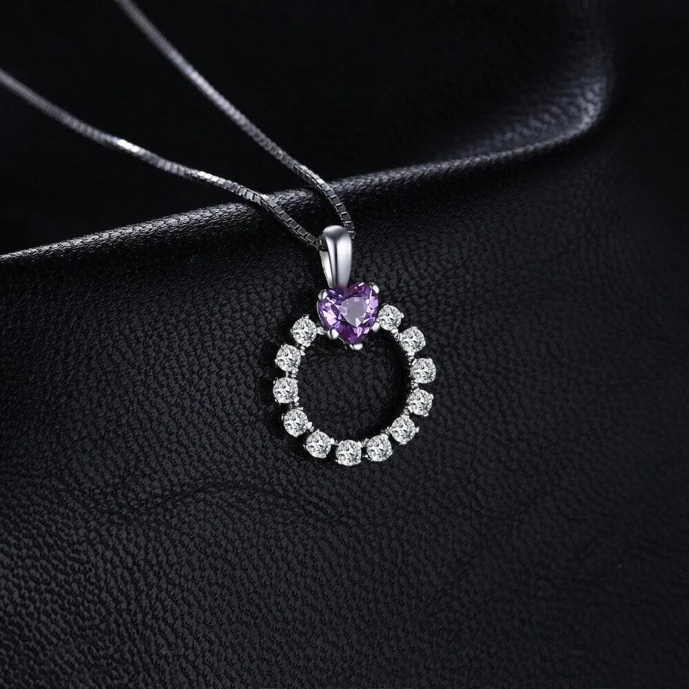 Love Heart Created Alexandrite Sapphire Silver Pendant ( Jewelry No Chain )