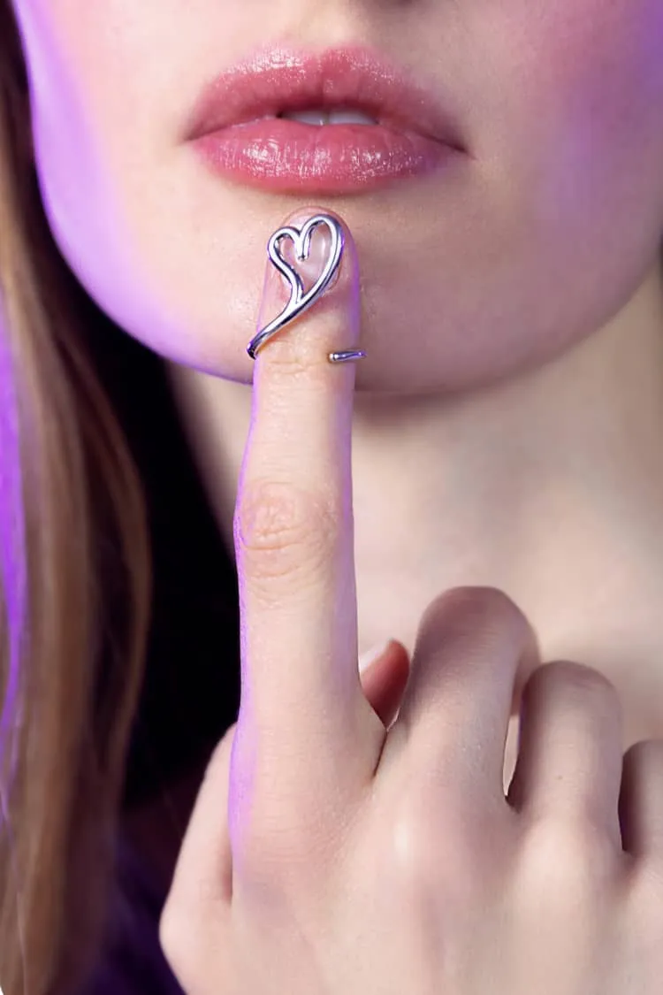 love open heart midi ring in silver