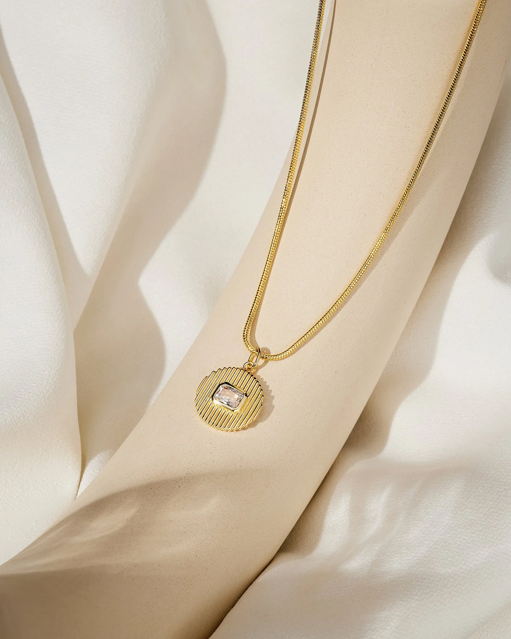 Luv Aj Le Signe Round Pendant Necklace with Bezet Set CZ in Gold Plated