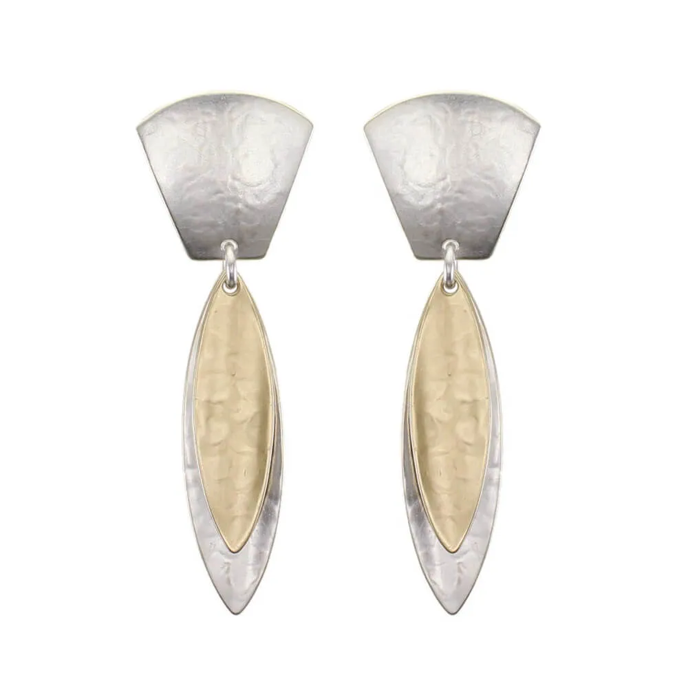 Marjorie Baer Slender Layered Leaves Earrings