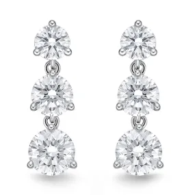 Memoire 18K White Gold 3 Diamond Juliet Drop Diamond Earrings