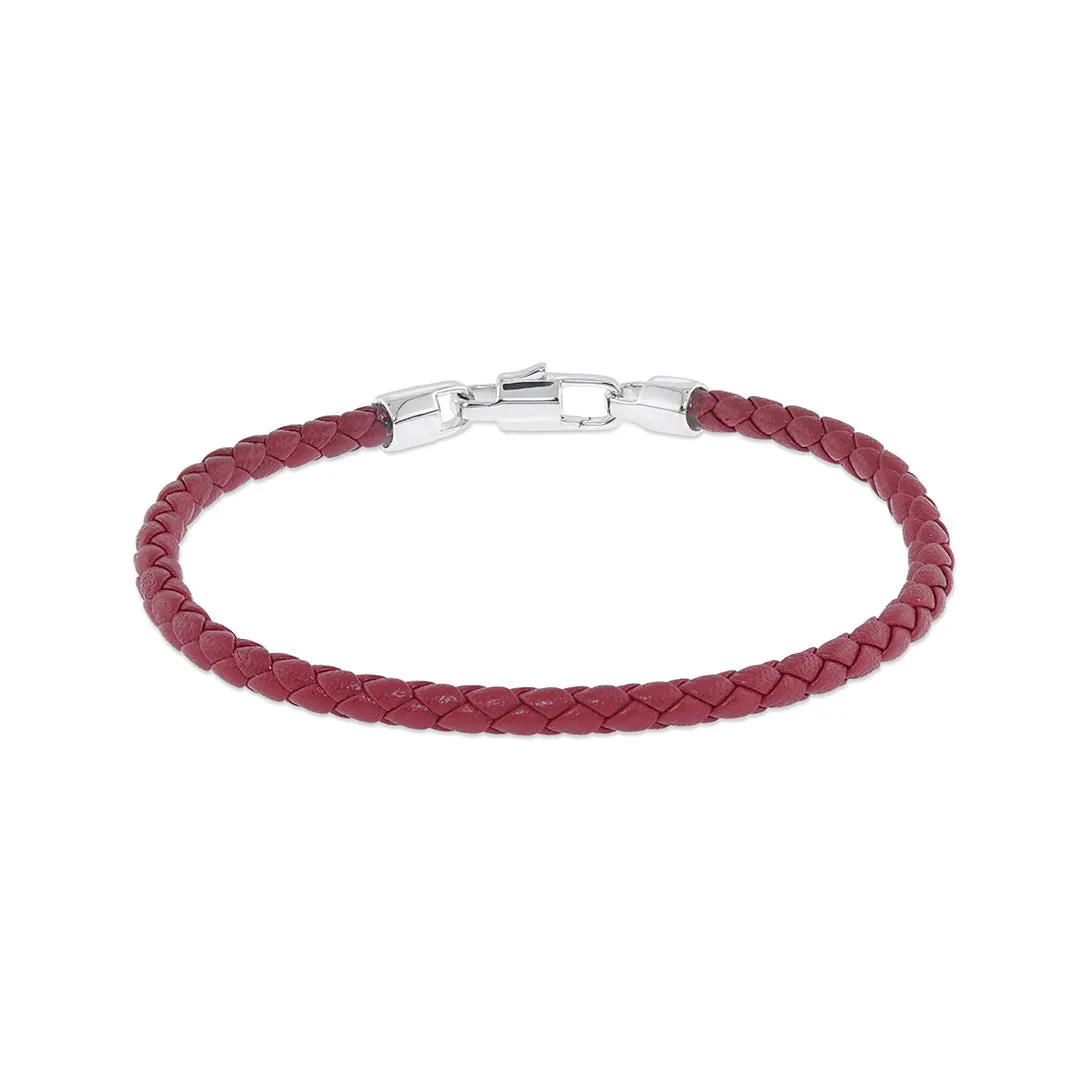 Men's Braided Leather Bracelet, Red