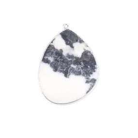 Mexican Zebra Jasper 27x34mm Slice Silver Plated - Pendant