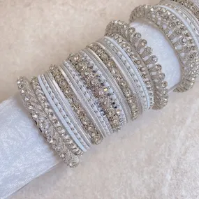 Midi Silver & White Bangles Set