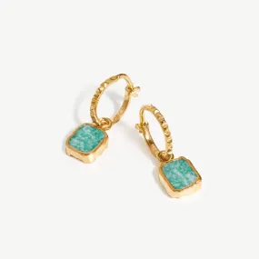 Mini Amazonite Charm Hoop Earrings