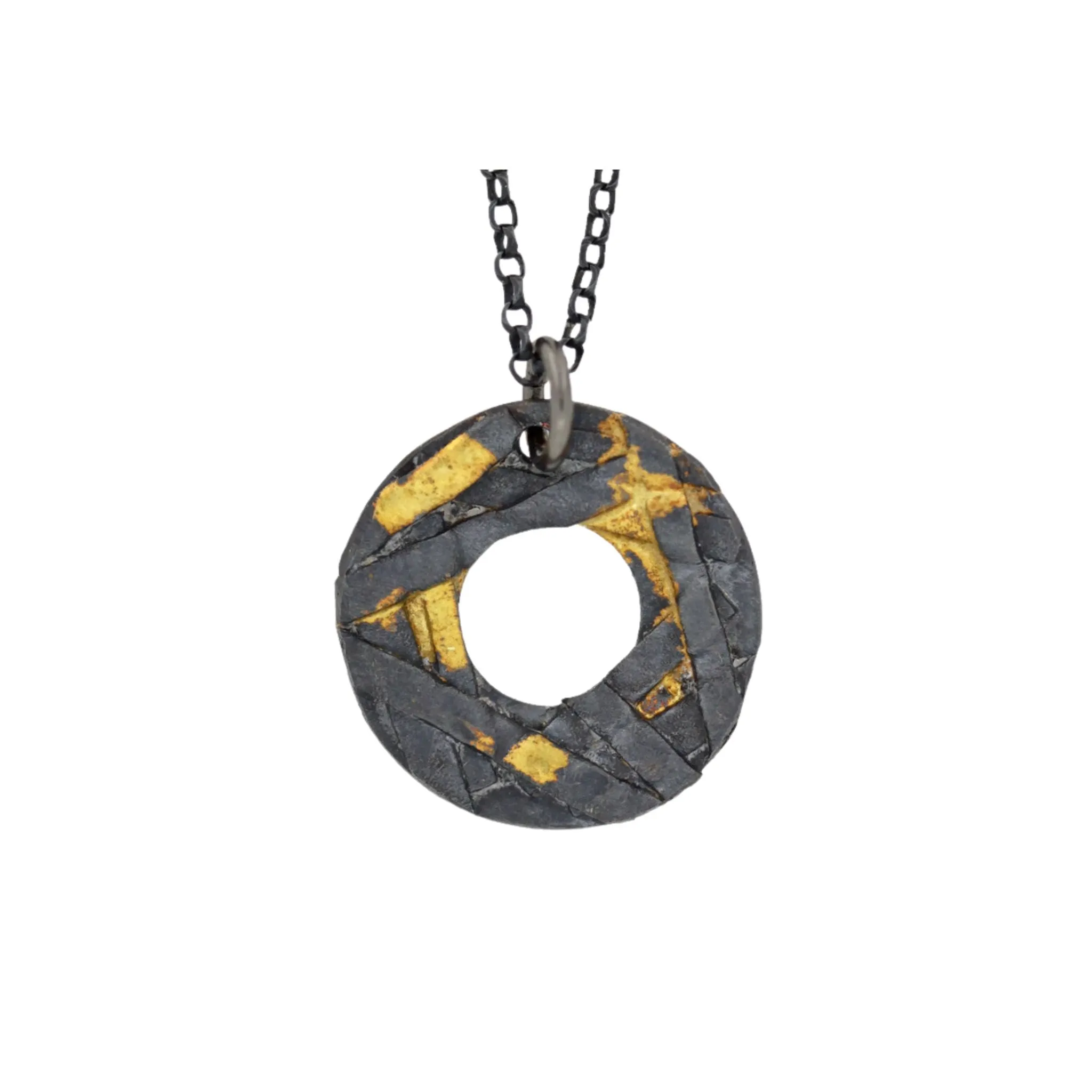 Mixed Metal Round Washer Necklace