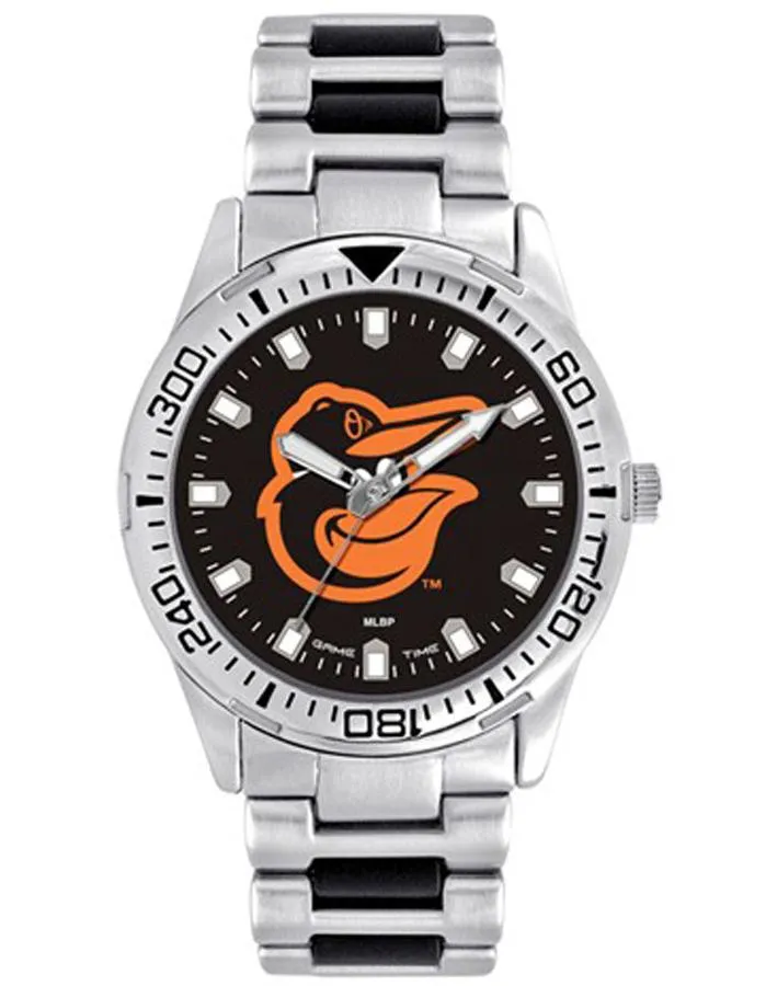 MLB Mens Baltimore Orioles Heavy Hitter Watch - Bracelet Strap - Color Logo