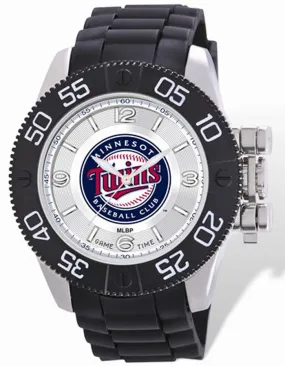 MLB Mens Minnesota Twins Beast Watch - Color Logo Dial - Rubber Strap