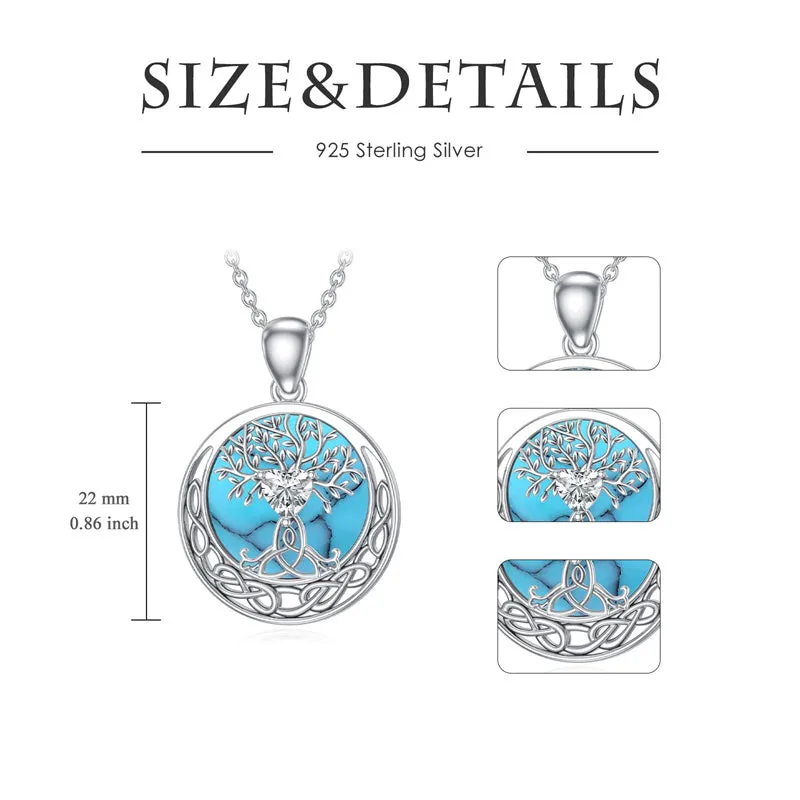 Mother's Day 0.6Ct Heart Shaped Moissanite Tree of Life Necklace 925 Sterling Silver Celtic Knot Motherhood Pendant Necklace