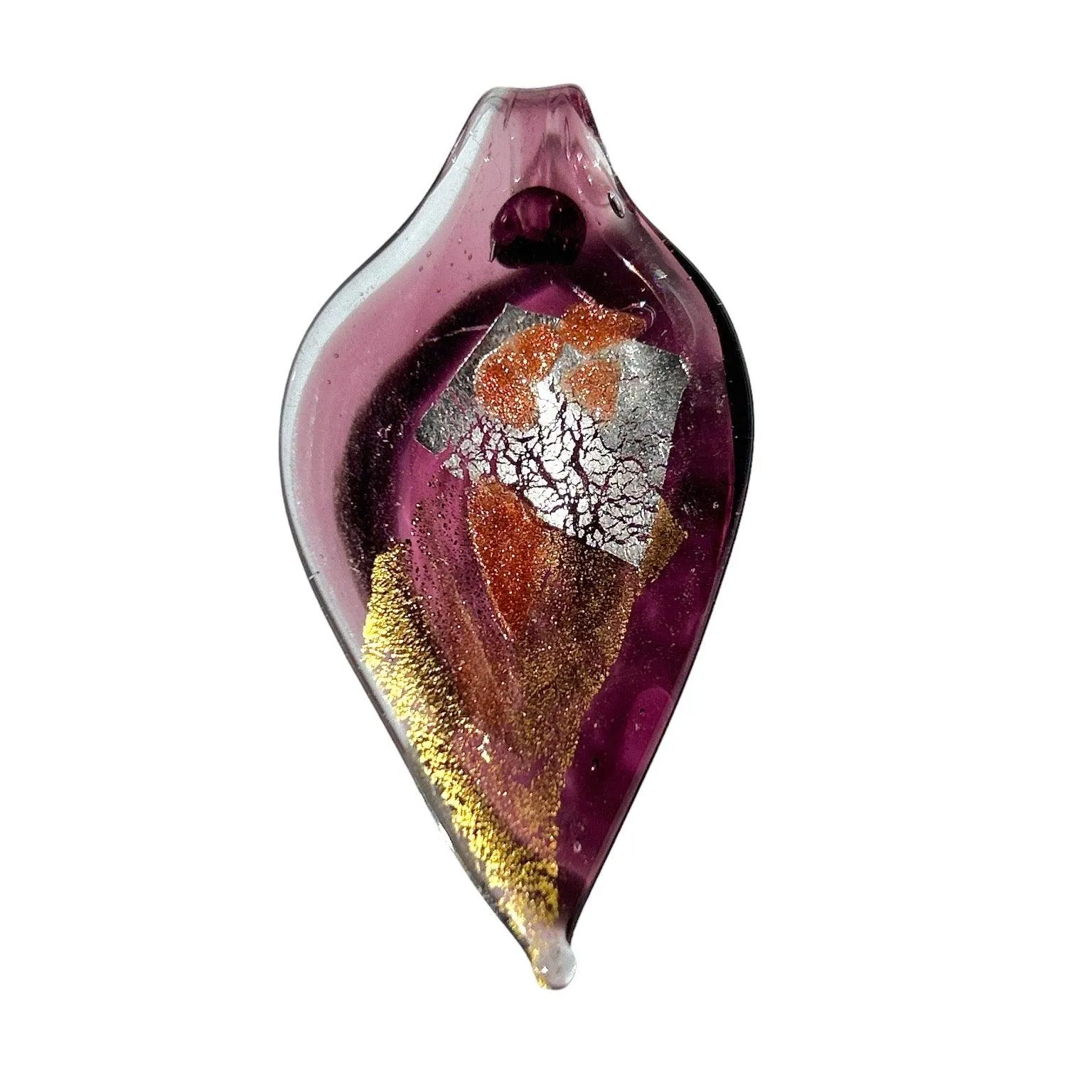 Murano Hand-Blown Leaf Pendant (Approximately 3 Inches)