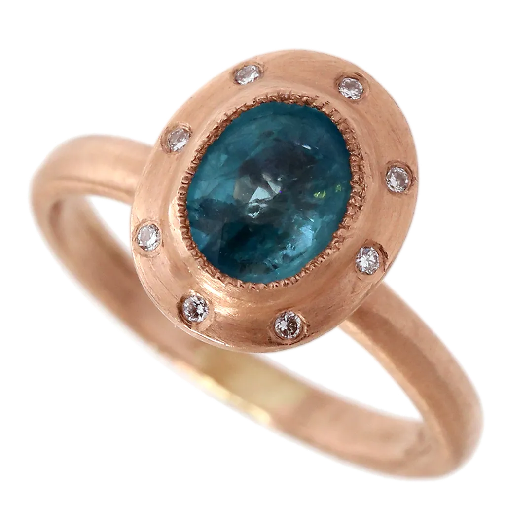 Neon Apatite & Diamond Ring