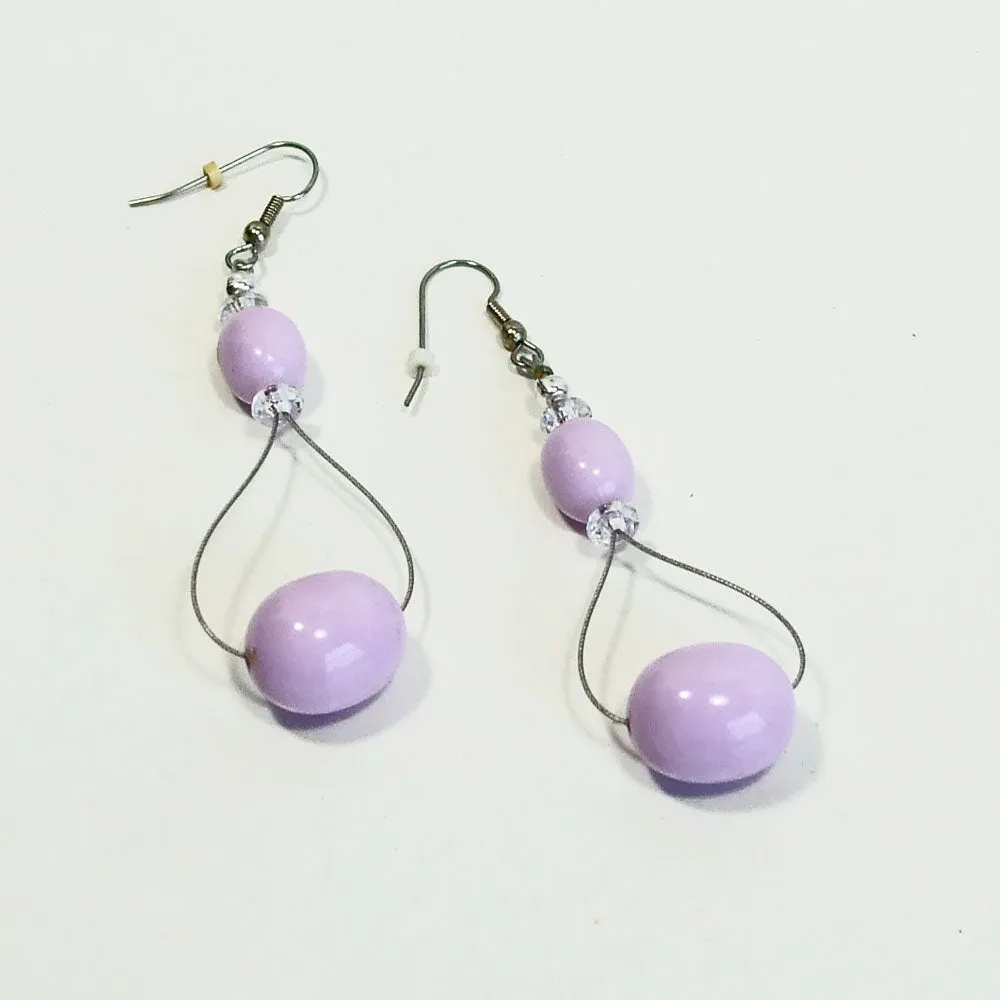 Olalla, Purple Wood Drop Dangle Earrings