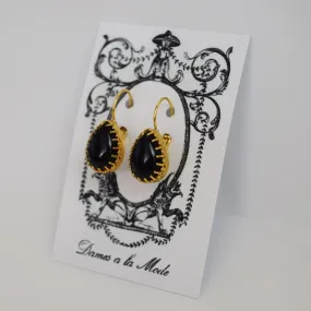 Onyx Crown Earrings - Medium Teardrop