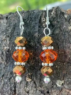 Orange and Brown Crystal Earrings