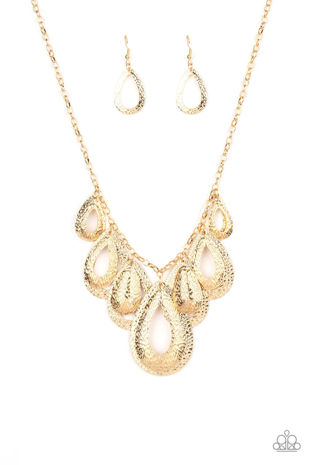 Paparazzi Accessories - Teardrop Tempest #N425 Peg - Gold Necklace