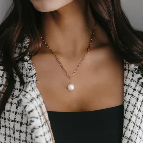 Paperclip Pearl Drop Necklace