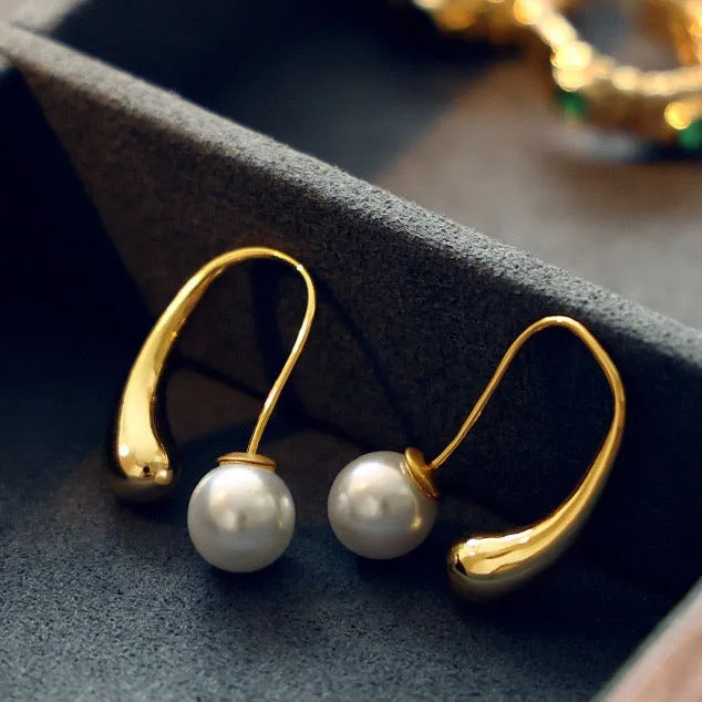 Pearl Earrings Ear Hooks