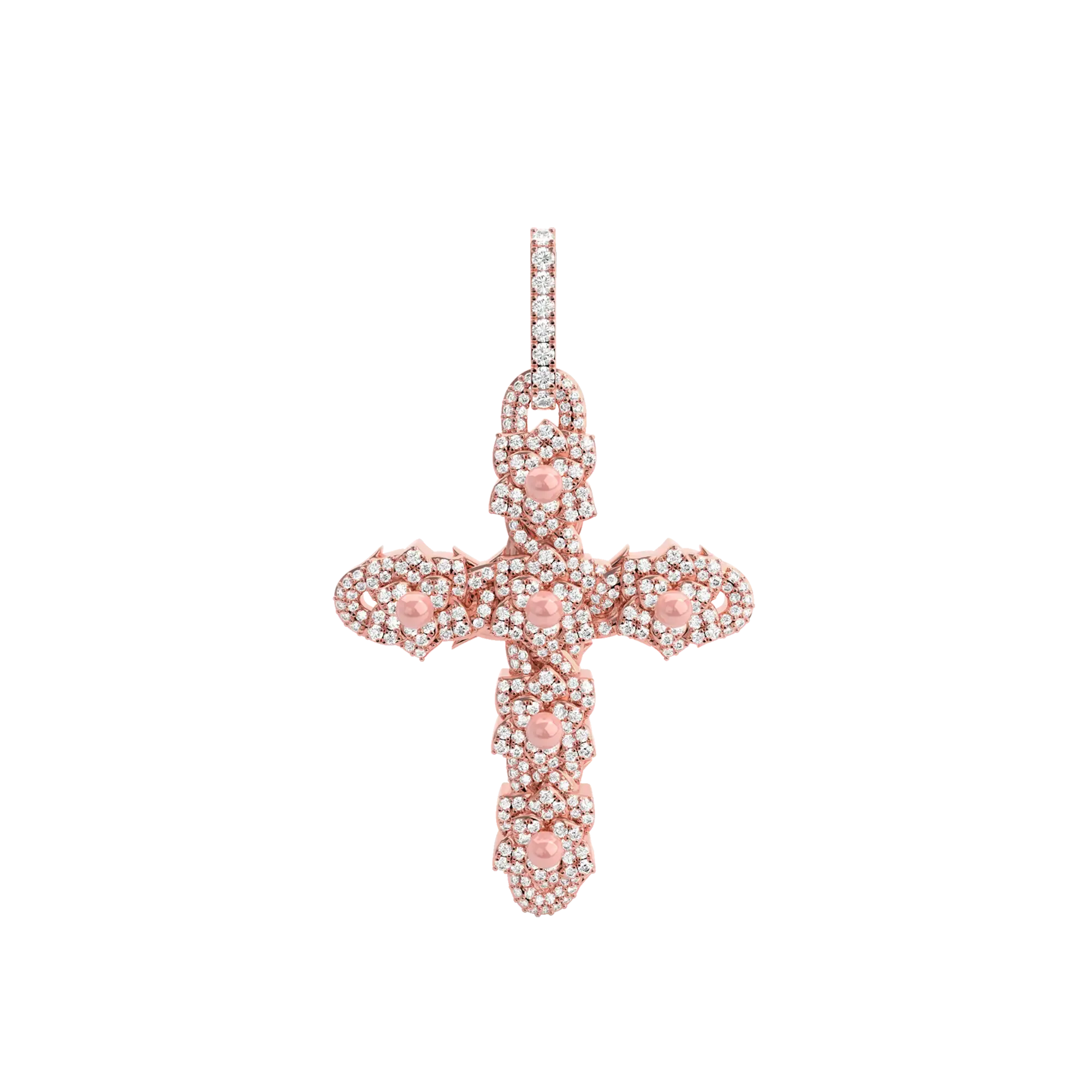 Pearl Rose Cross Pendant