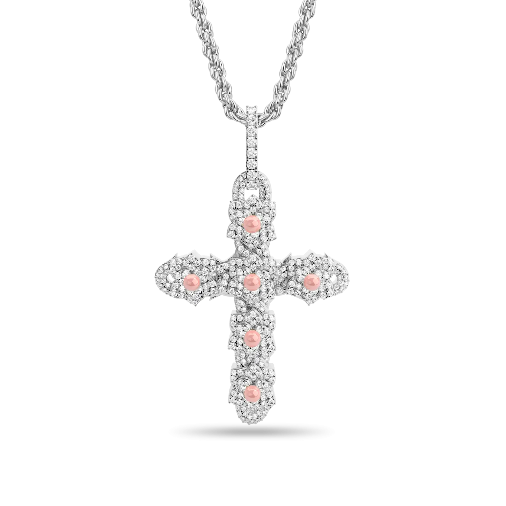 Pearl Rose Cross Pendant