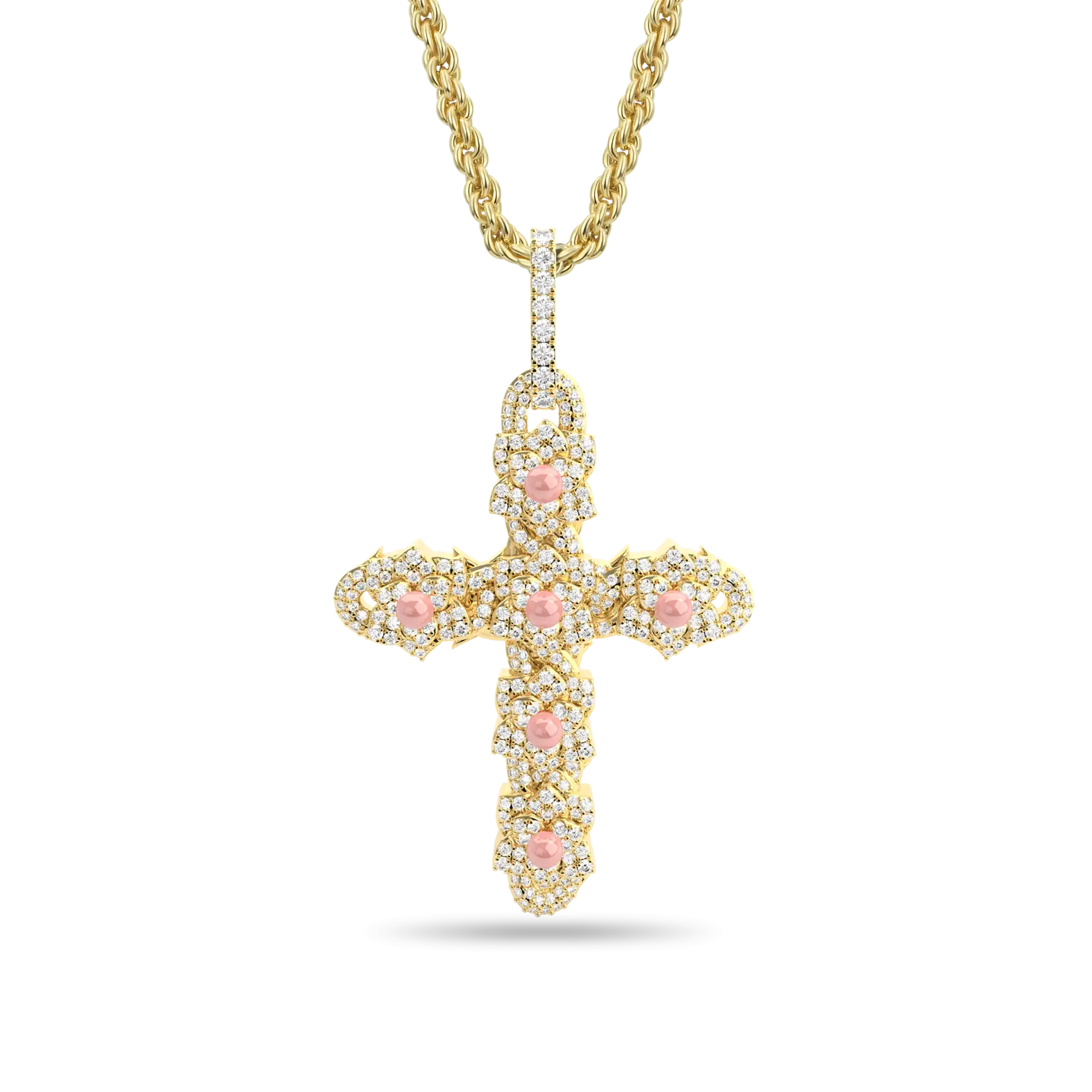 Pearl Rose Cross Pendant