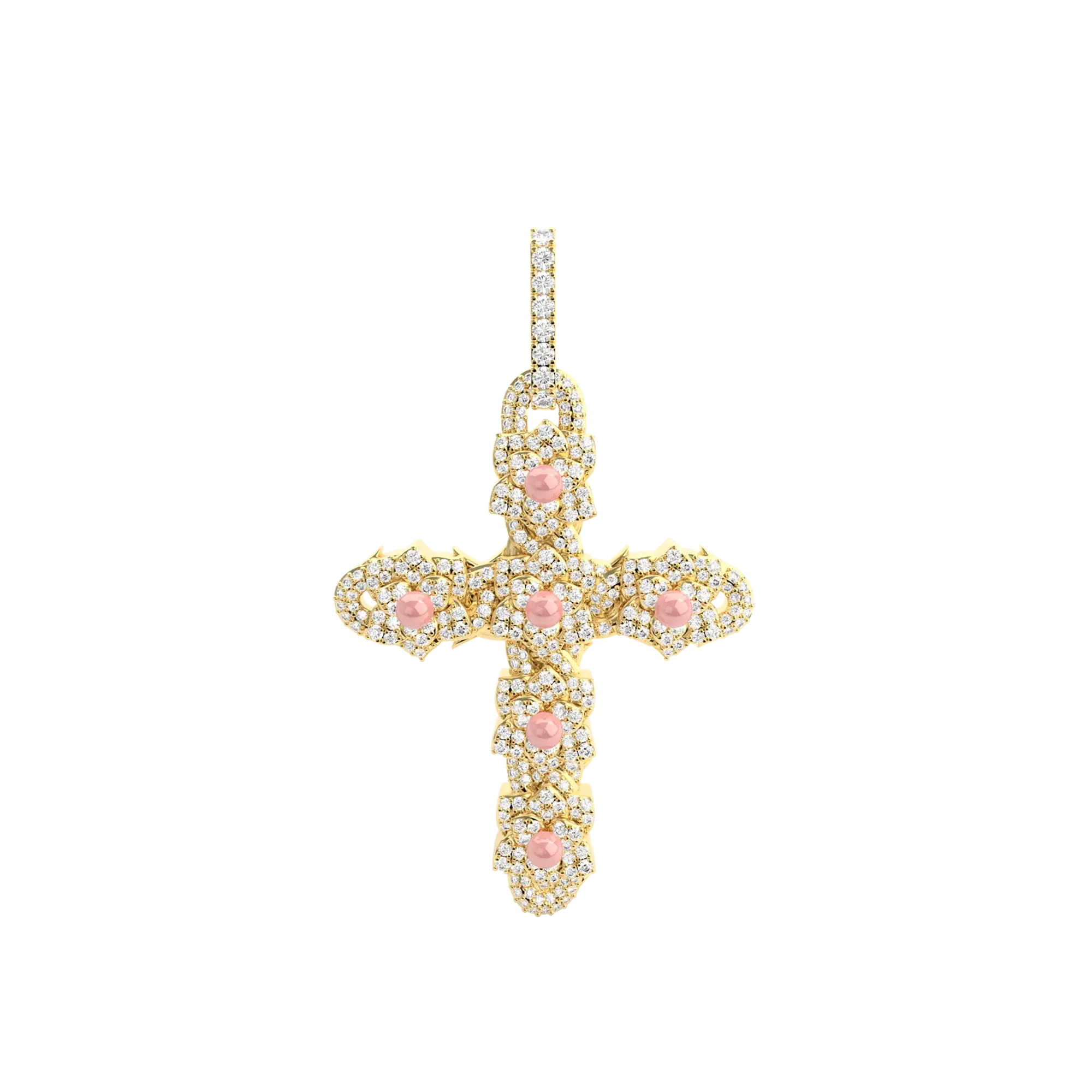 Pearl Rose Cross Pendant