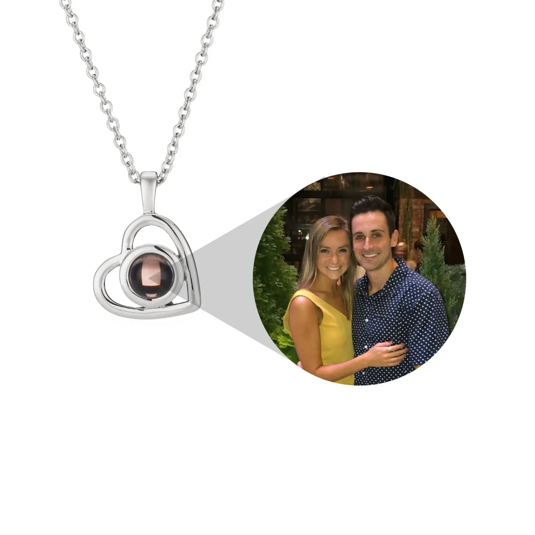 Personalized Cordate Shaped Photo Necklace