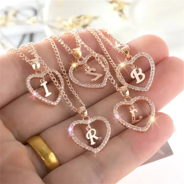 Personalized Rhinestone Initials Necklace - Sparkle in Style!