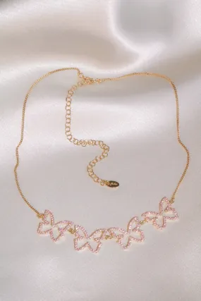 Pink Farasha Row Pavé Butterfly 925 Choker