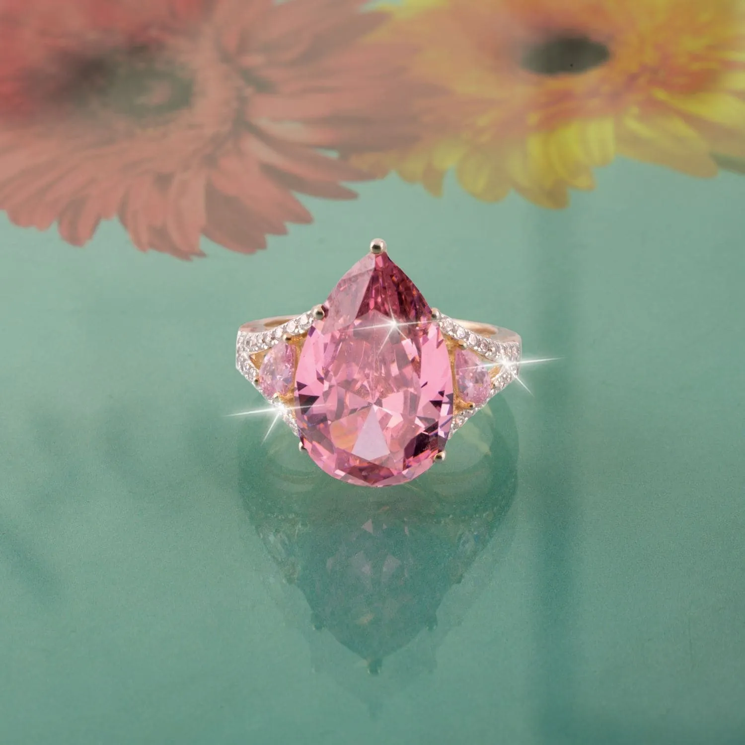 Pink Princess Pearshape Ring