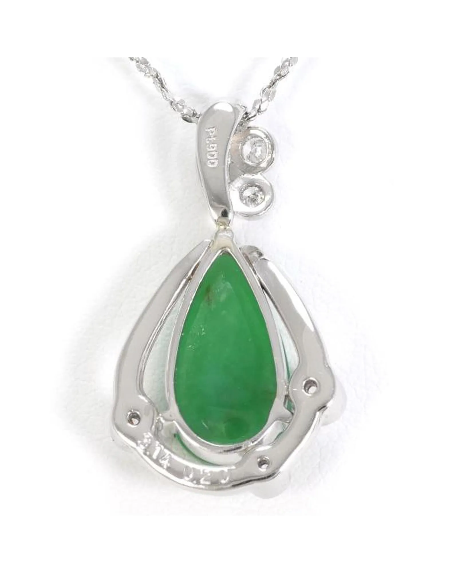 Platinum Necklace with Jade and Diamond Pendant