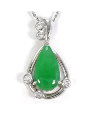 Platinum Necklace with Jade and Diamond Pendant