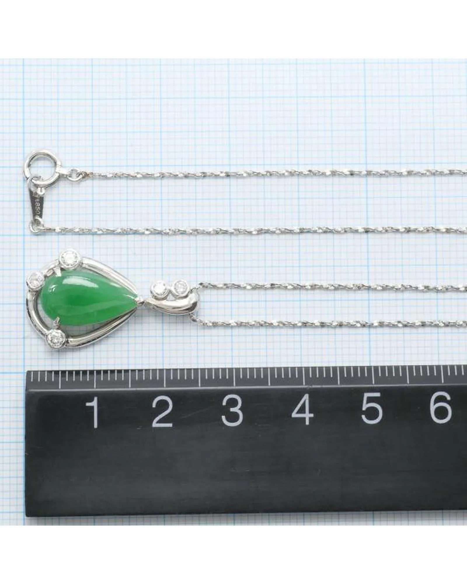 Platinum Necklace with Jade and Diamond Pendant