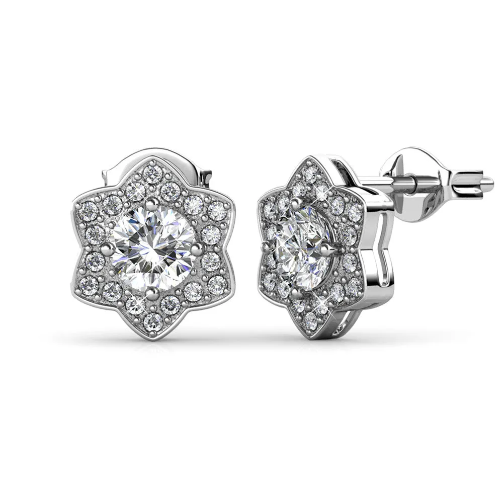 Poppy 18k White Gold Plated Swarovski Stud Earrings