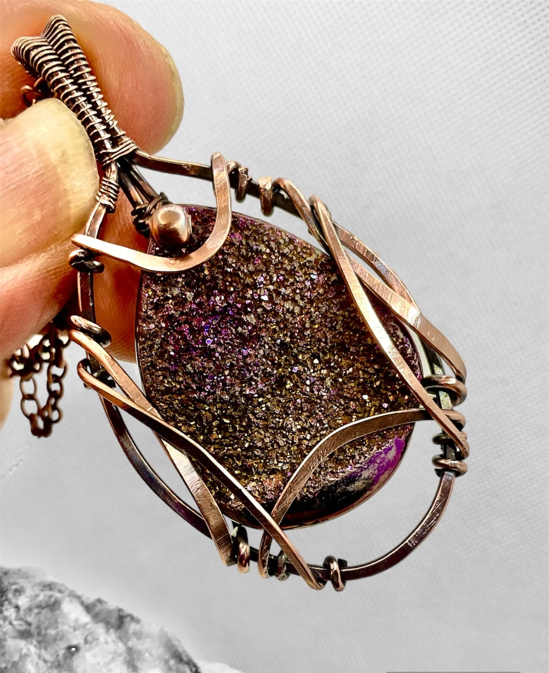 Purple Titanium Aura Druzy Geode Agate