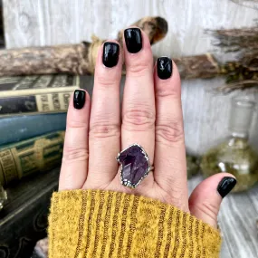 Raw Amethyst Purple Crystal Ring in Fine Silver Size 5 6 7 8 9 / Foxlark Collection - One of a Kind