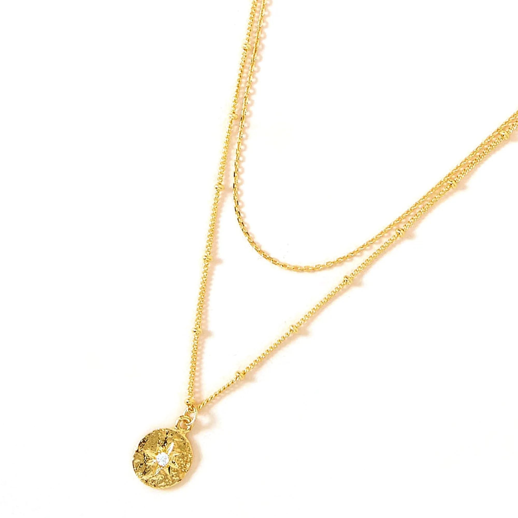 Real Gold Plated Z Organic Sparkle Star Layer Necklace