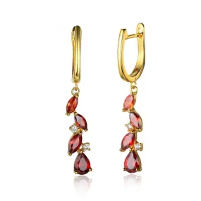 Red Cubic Zirconia Long Drop Earring For Women