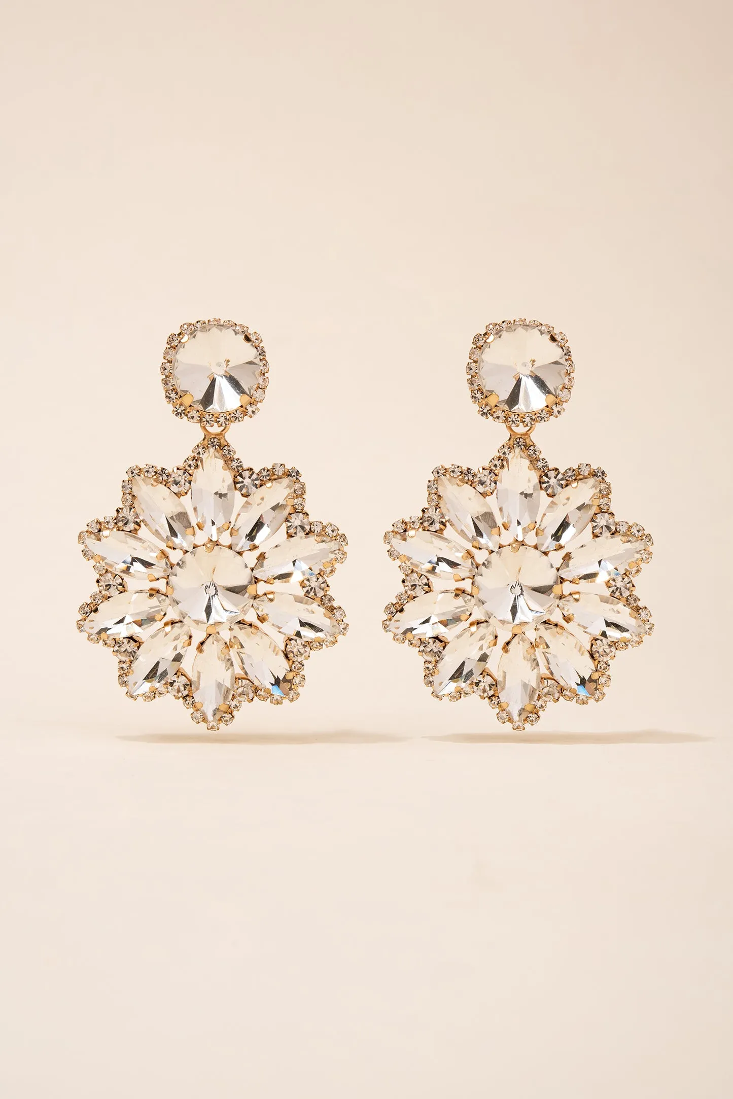 Renata Flower Stone Drop Earrings